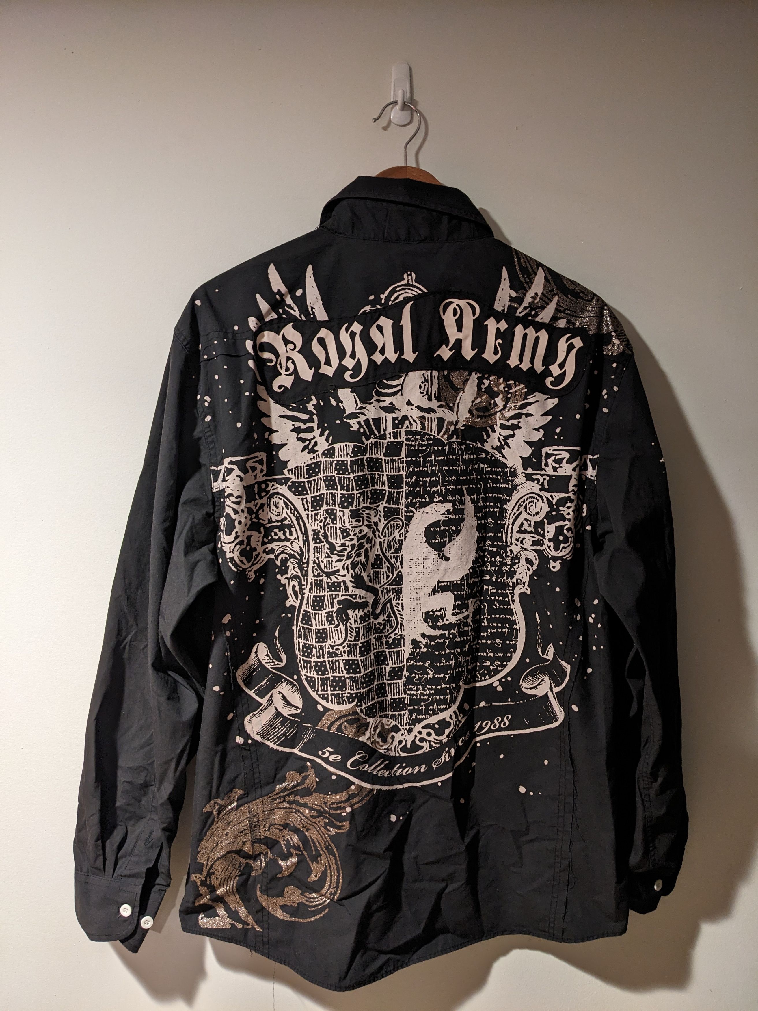 Affliction × Vintage Vintage Y2K Royal Army Affliction Inspired Button Up Shirt Size US XXL / EU 58 / 5 - 1 Thumbnail