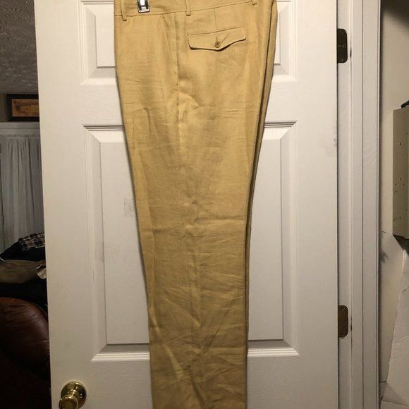 image of John Varvatos Men's 100%linen Dress Pants Size: 38/34 in Tan