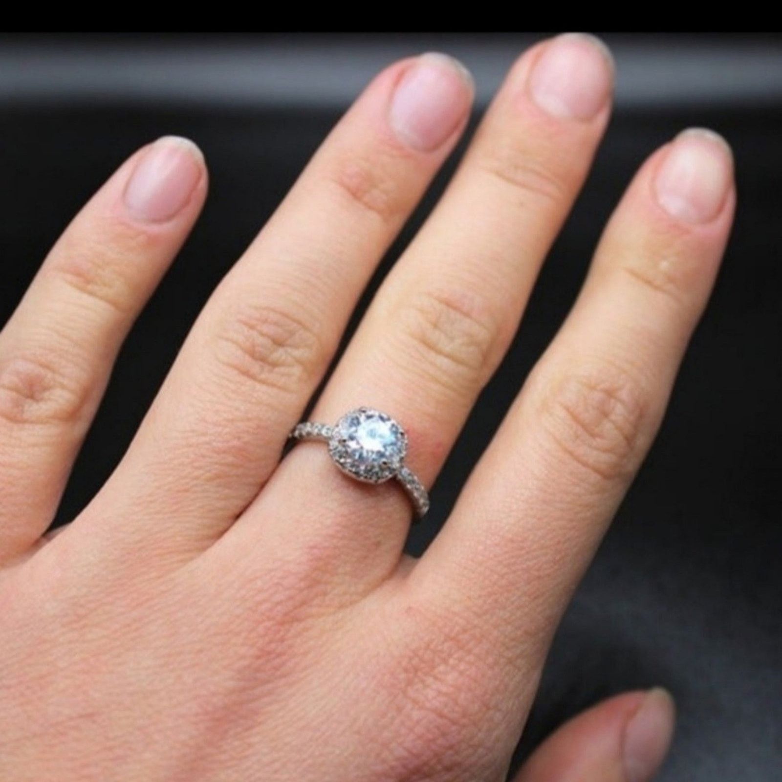 Other 925 Sterling Silver Moissanite Engagement Ring Size 8 Size ONE SIZE - 7 Thumbnail