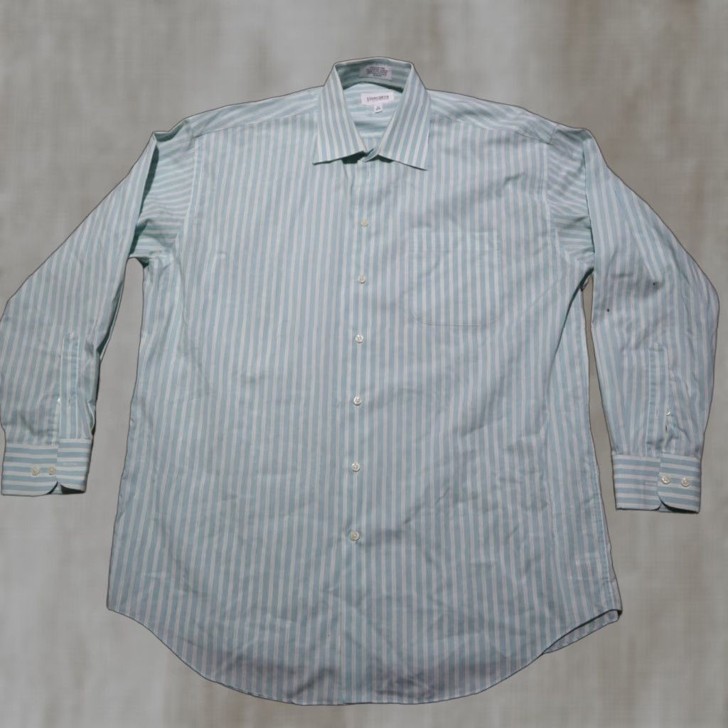 Vintage Concepts by Claiborne Shirt Mens 17 34-35 Blue Striped Button Up Long Sleeve Cotton Carded DNA Classic Button-Down Collar Vintage: No Size US XL / EU 56 / 4 - 1 Thumbnail