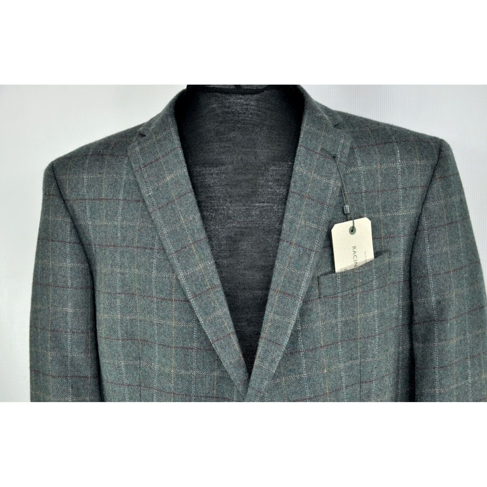 Vintage RACING GREEN HERITAGE TWEED BLAZER Jacket Men 44 Check Green Wool Blend Casual Formal Blazer 2 Piece Size 44R - 2 Thumbnail