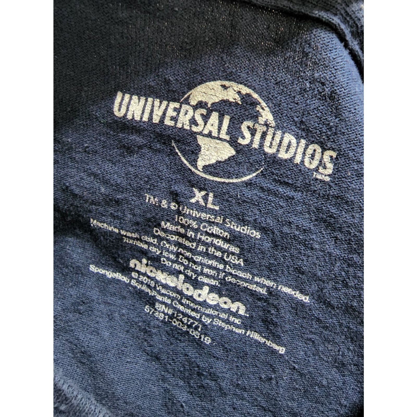 Vintage Mens XL Universal Studios Patrick Spongebob See My Point Distressed T-Shirt Crew Neck Short Sleeve Blue Cotton Graphic Print Size US 36 / EU 52 - 3 Thumbnail