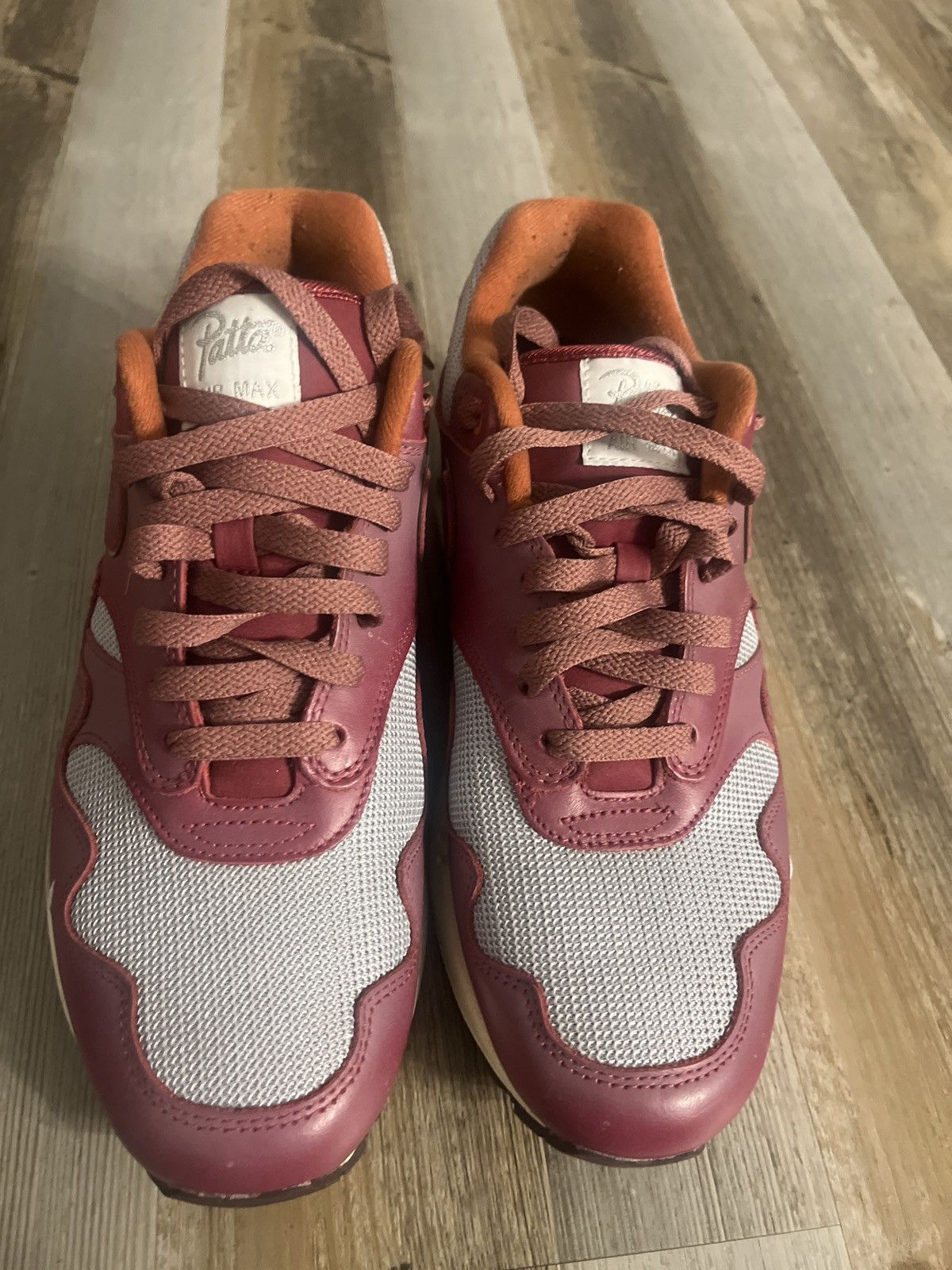image of Nike x Patta Air Max 1 Patta “Rush Maroon” Shoes in Burgandy, Men's (Size 9.5)