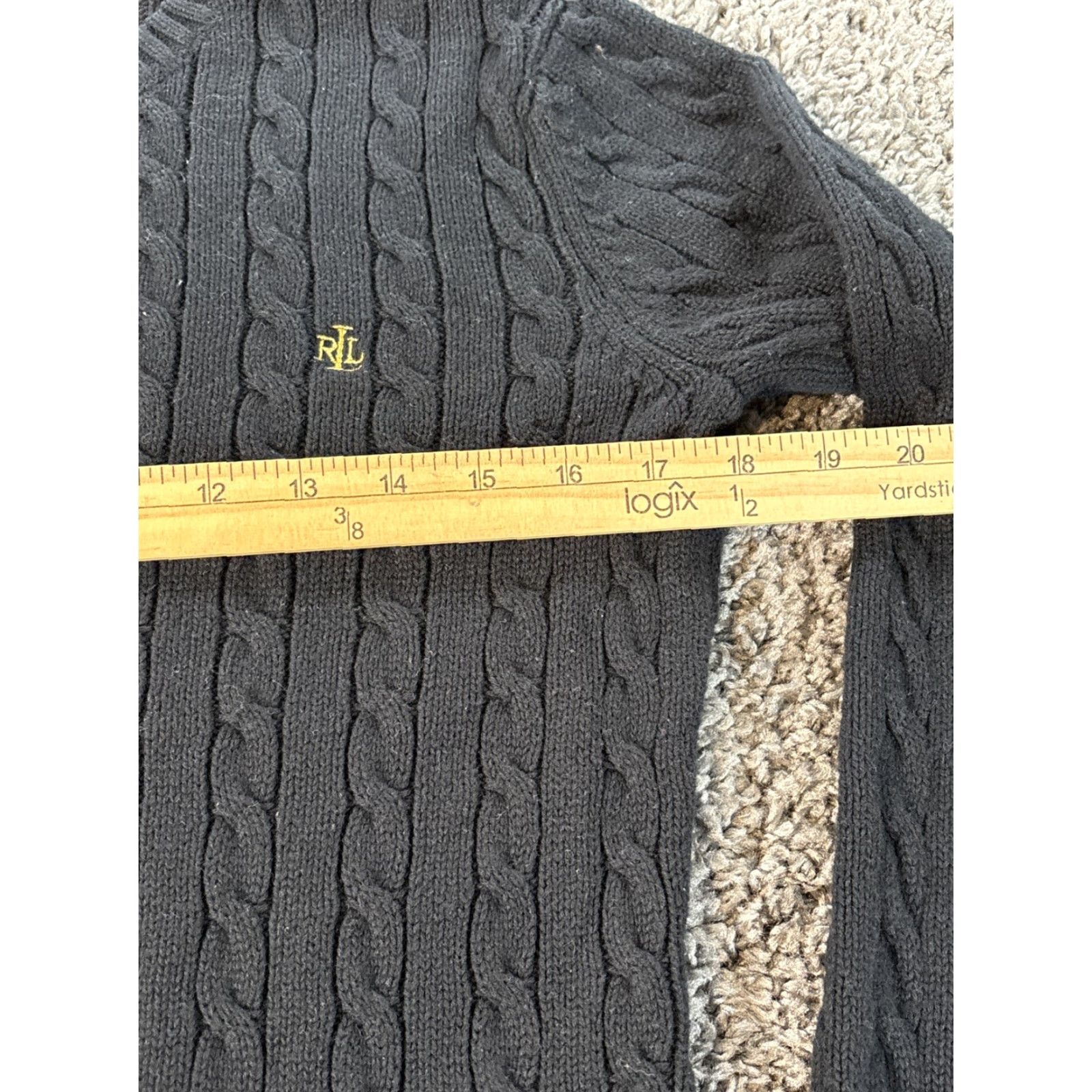 Ralph Lauren VINTAGE Lauren Ralph Lauren Sweater Cable Knit Crew Neck Long Sleeve Black M Women Pullover All Seasons Size M / US 6-8 / IT 42-44 - 3 Thumbnail