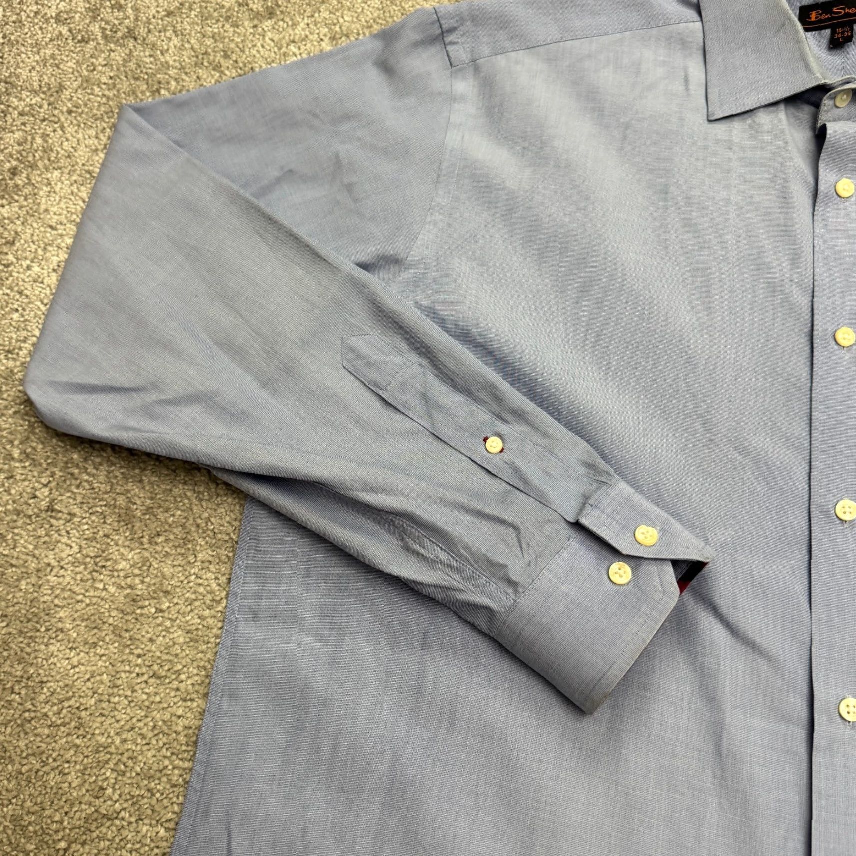 Ben Sherman Ben Sherman Dress Shirt Mens 16.5 34/35 Blue Cotton Button Down Classic Workwear Size 42R - 5 Thumbnail