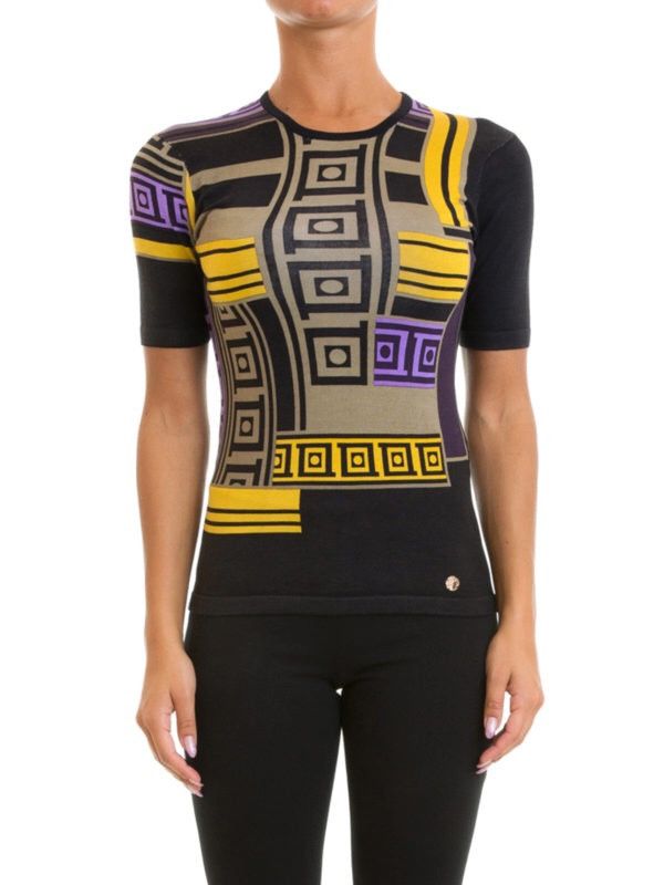 Versace Versace Collection Signature Print Silk Blend T-Shirt EU 42 Size M / US 6-8 / IT 42-44 - 1 Thumbnail
