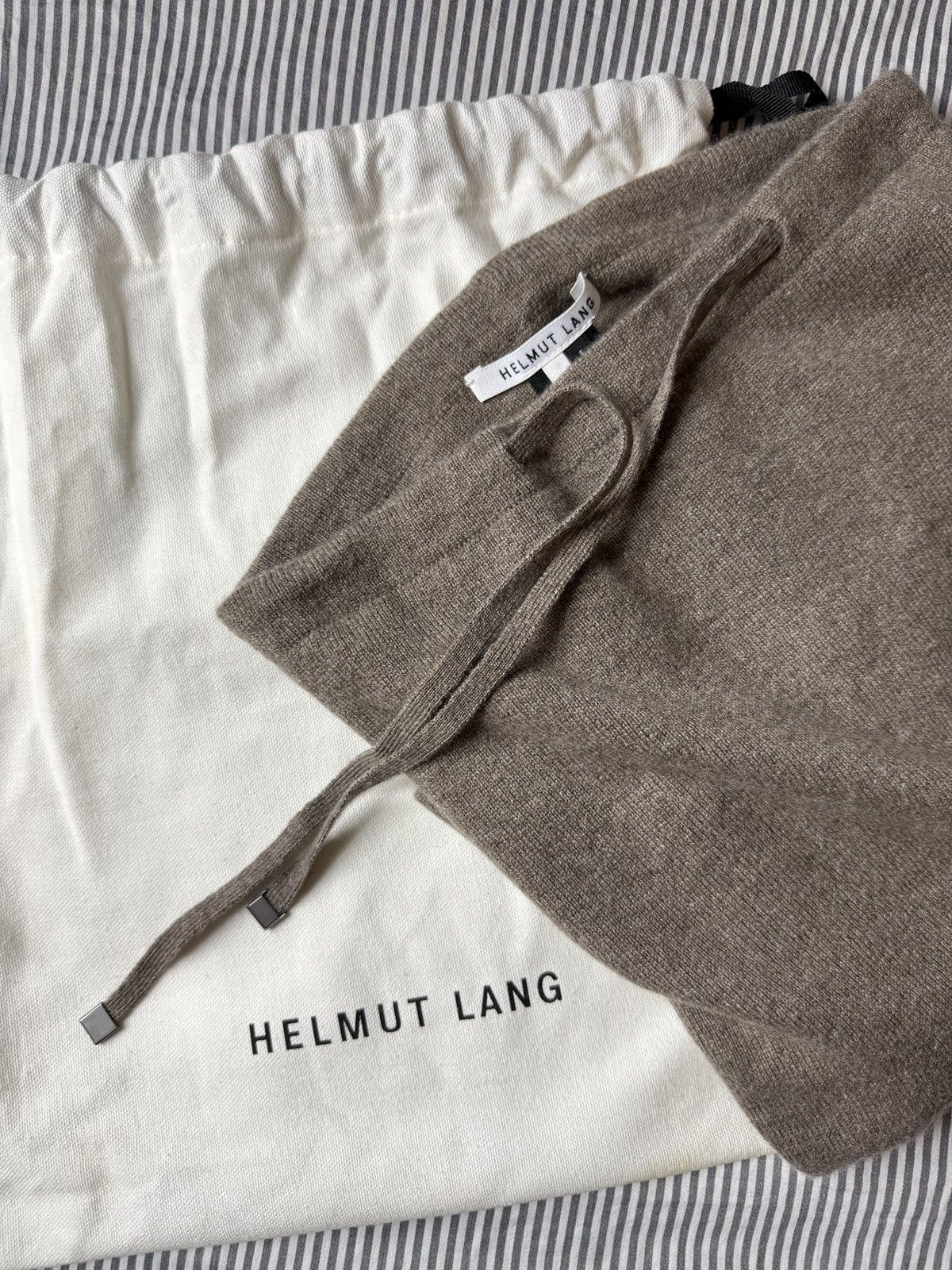 Helmut Lang Walnut Cashmere Drawstring Snood Size ONE SIZE - 7 Thumbnail