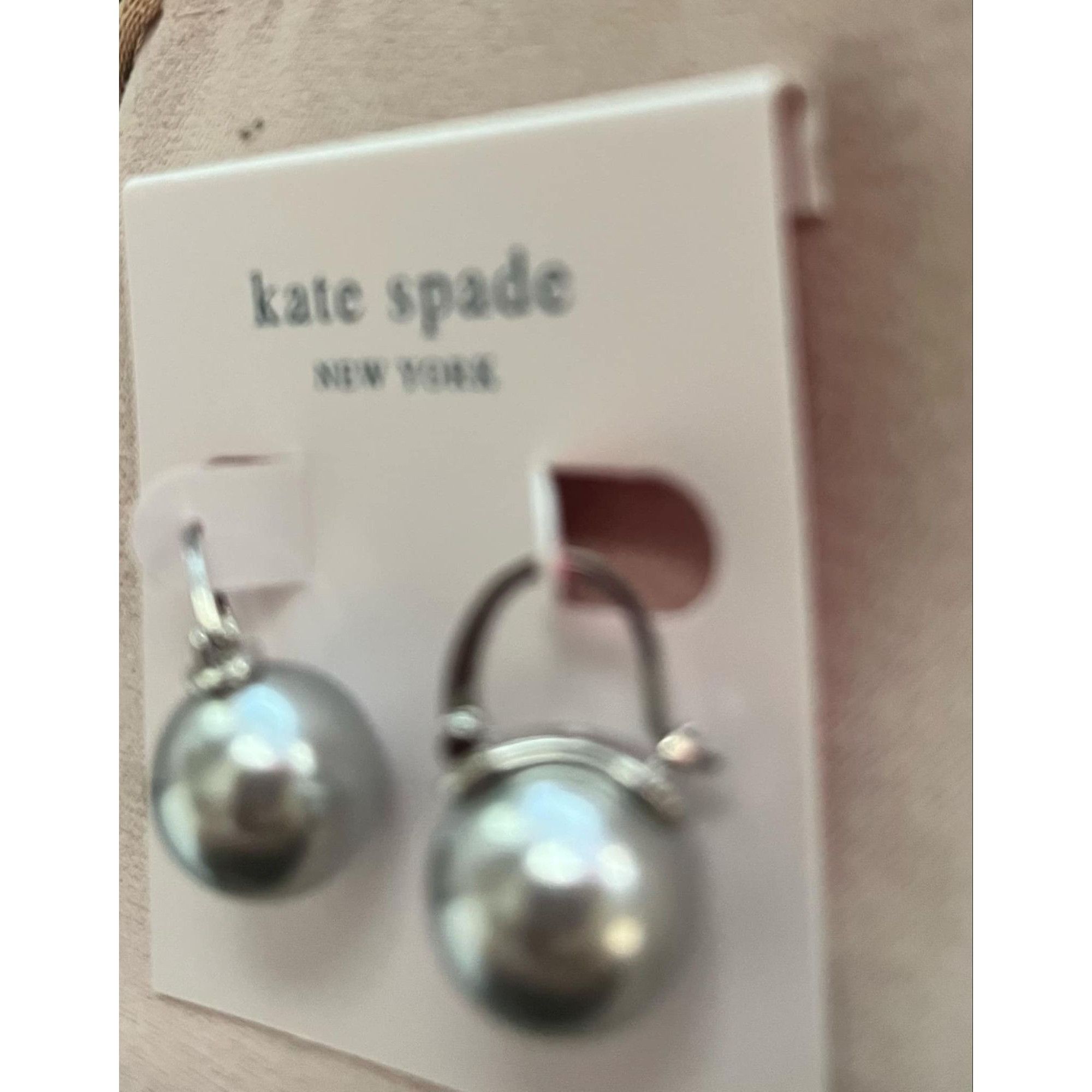 Kate Spade Kate Spade Silver Gray Pearl Drop Earrings Size ONE SIZE - 2 Thumbnail