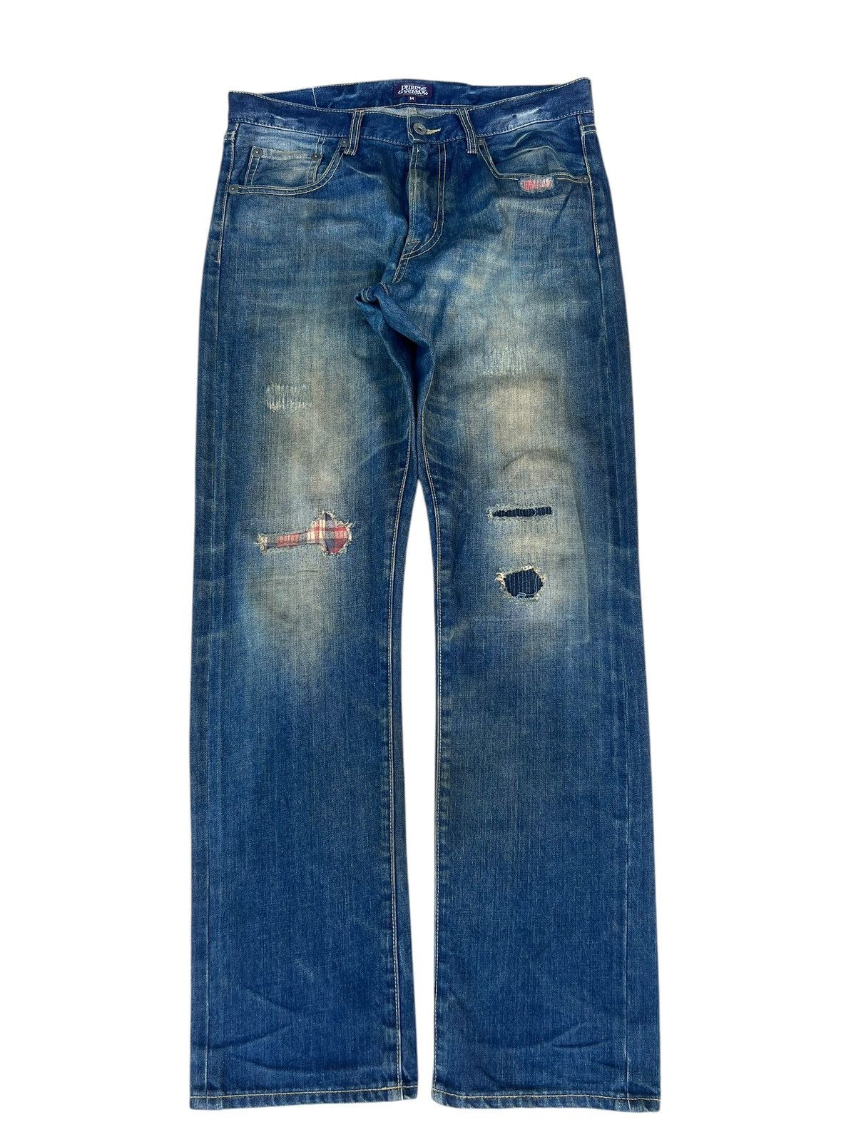 Le Grande Bleu (L.G.B.) Purple&Yellow Japan Dirty Mud Denim Straight Jeans Size US 32 / EU 48 - 1 Thumbnail