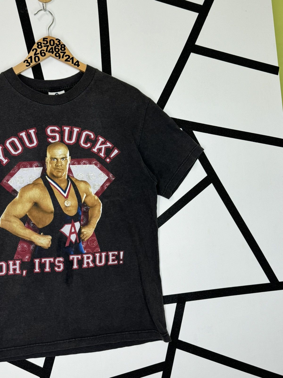 Vintage VINTAGE 2002 KURT ANGLE YOU SUCK OH, ITS TRUE FADED T-SHIRT Size US M / EU 48-50 / 2 - 4 Thumbnail