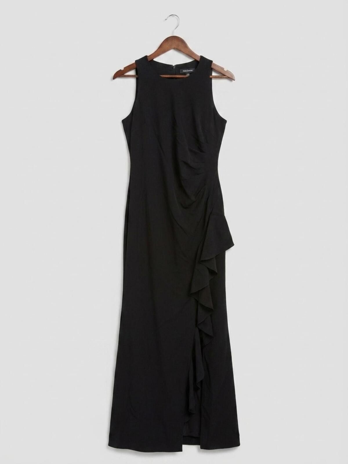 Other Sleeveless Black Maxi Dress with Side Ruffle Size L / US 10 / IT 46 - 1 Thumbnail