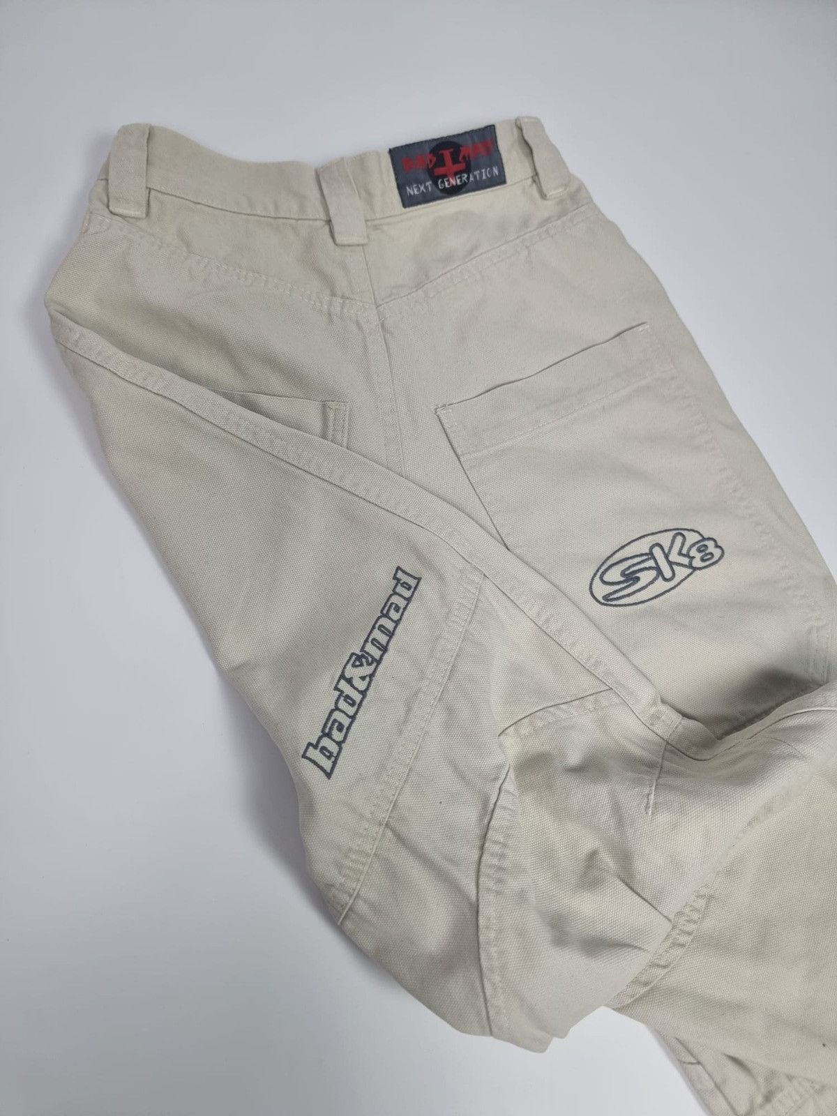 Japanese Brand × Vintage vintage Bad+Mad double knee baggy pants XS womens beige Size 26" / US 2 / IT 38 - 2 Thumbnail