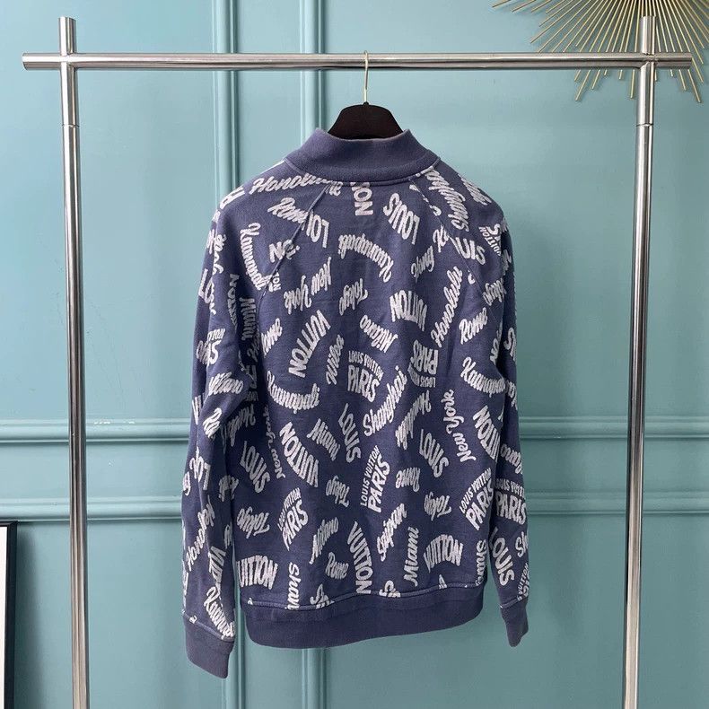 Louis Vuitton Louis Vuitton Full logo half zip blue knit jacket 2501-Next Size US XXL / EU 58 / 5 - 2 Thumbnail