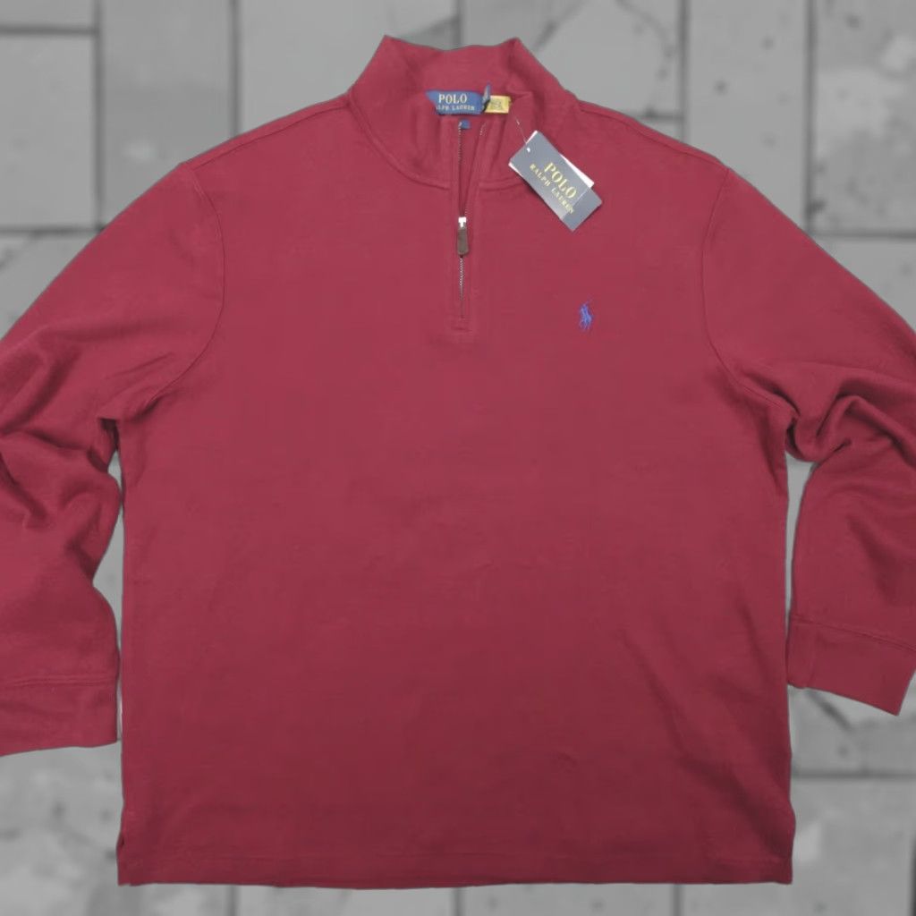 Polo Ralph Lauren Polo Ralph Lauren Estate Rib 1/4 Zip Pullover Sweater Red Men's XL Classic Knit Mock Neck Size US XL / EU 56 / 4 - 1 Thumbnail
