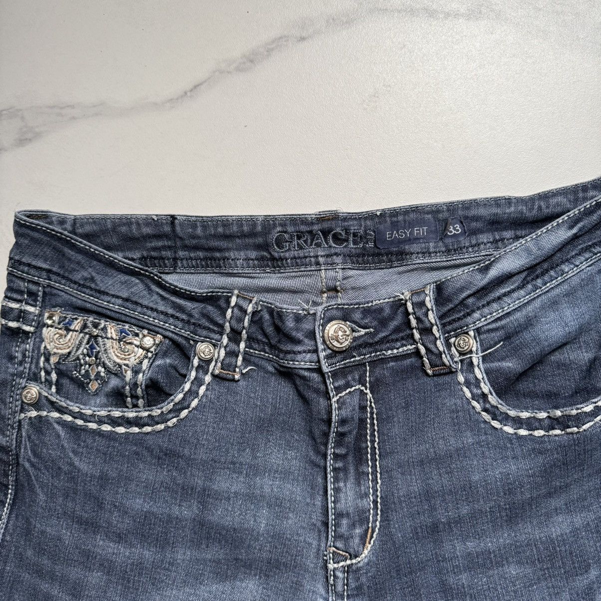 Grace in LA Embroidered Bootcut Jeans Size 33" - 5 Thumbnail