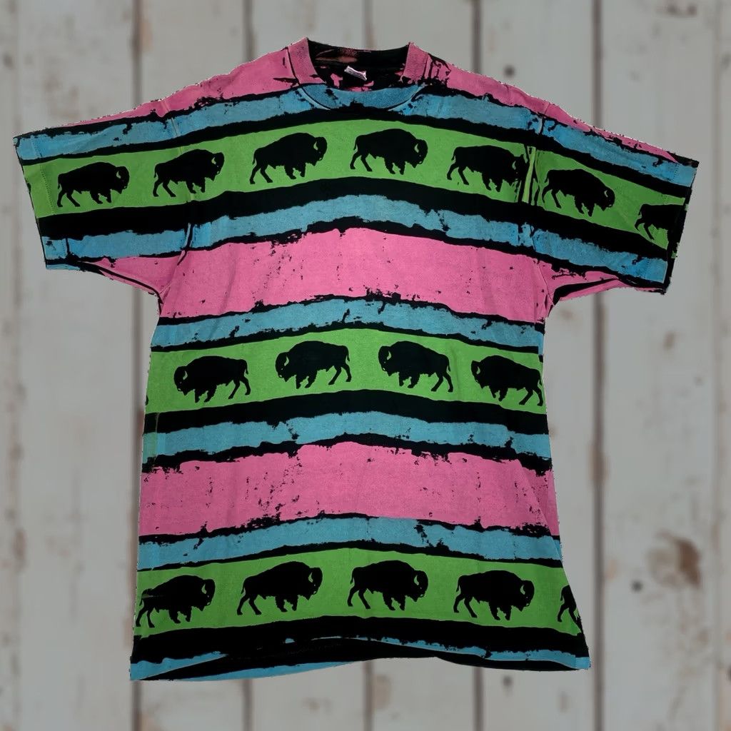 Fruit Of The Loom VINTAGE Buffalo AOP Art Graphic T Shirt XLarge USA Fruit Of The Loom Mens Size US XL / EU 56 / 4 - 1 Thumbnail