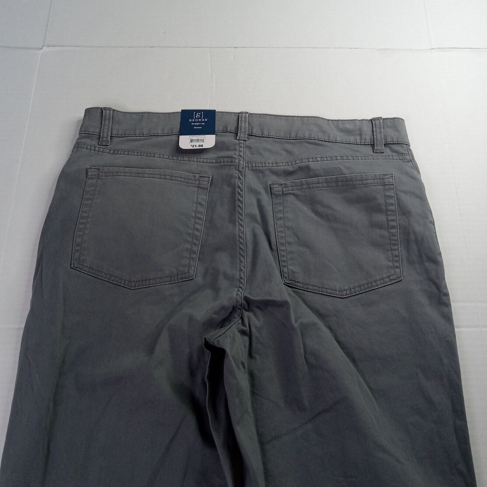 George George Chino Pants Mens Size 36x32 Gray Straight Leg Stretch Size US 36 / EU 52 - 7 Thumbnail