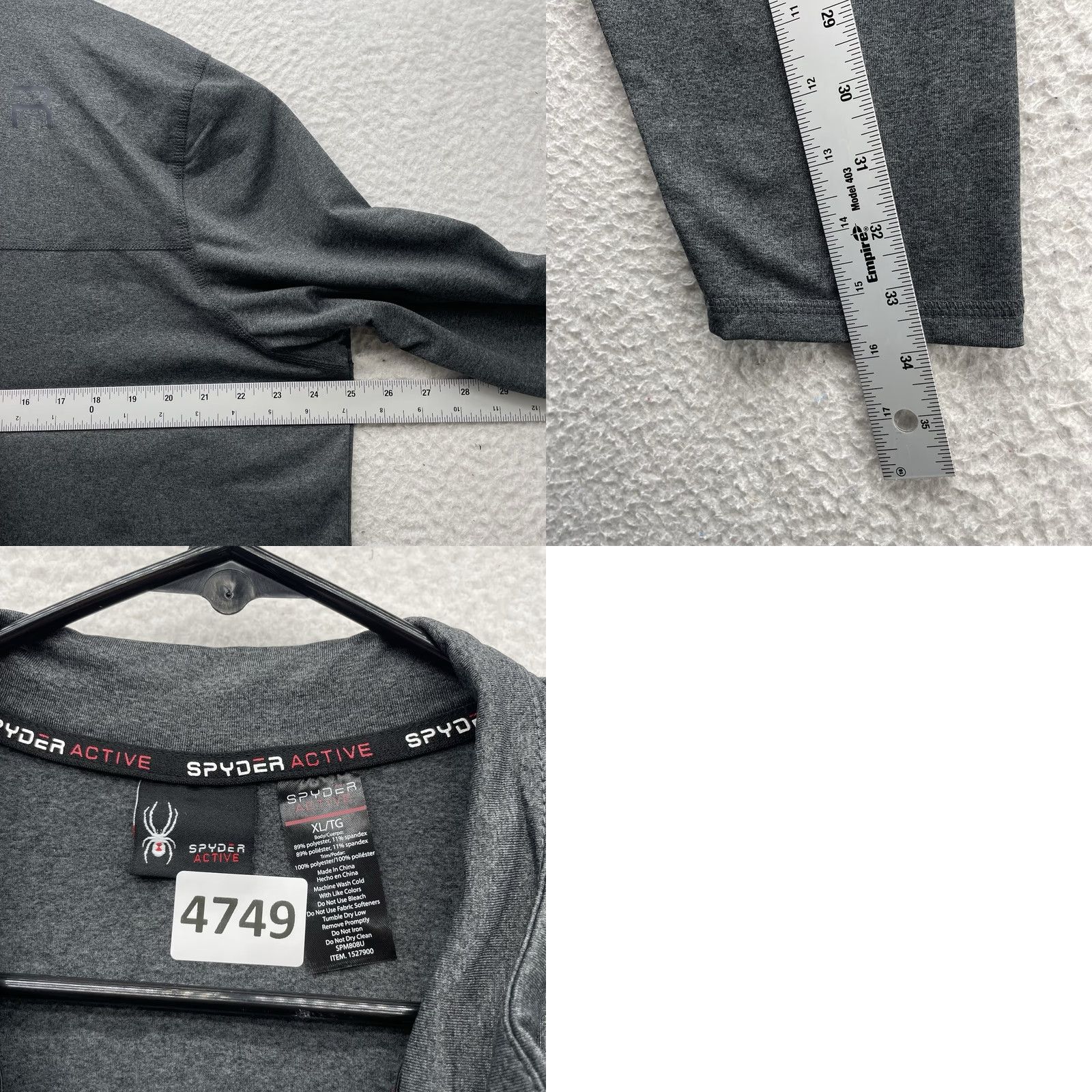 Spyder Spyder Mens XL Heather Gray ProwB Performance 1/4 Zip Hiking Jacket Sports Athleisure Activewear Men XL Gray Spyder Active Pullover Jacket Size US XL / EU 56 / 4 - 8 Thumbnail
