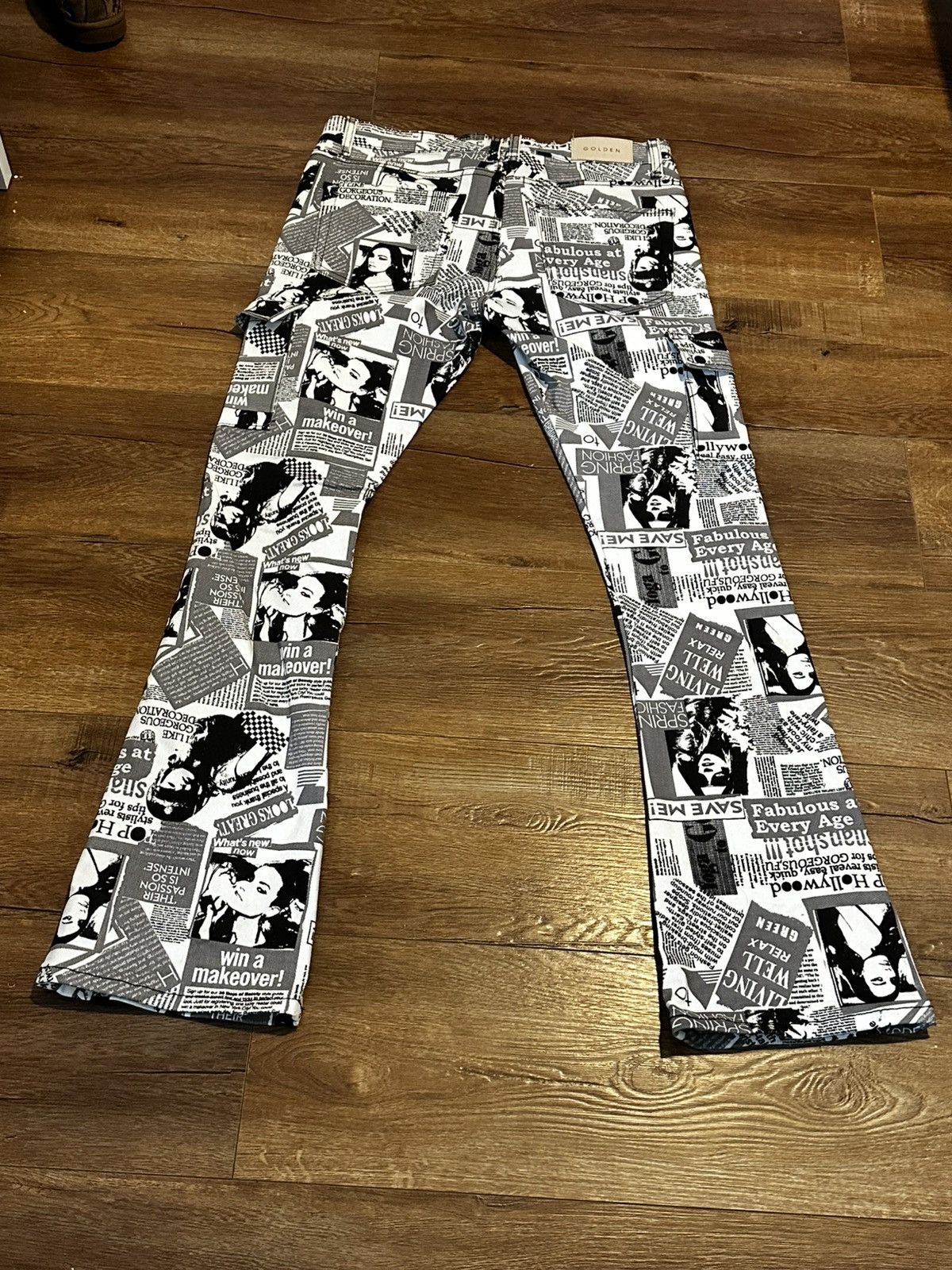 Golden Denim Golden Denim The True Stacked Revista Newspaper Print Jeans Size US 32 / EU 48 - 11 Thumbnail