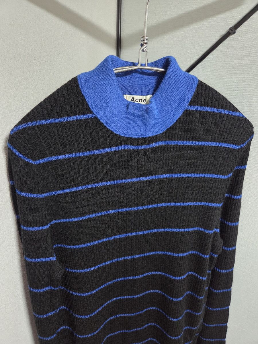 Acne Studios Acne Studios Black and Blue Striped High-Neck Slim Sweater Size S / US 4 / IT 40 - 2 Thumbnail