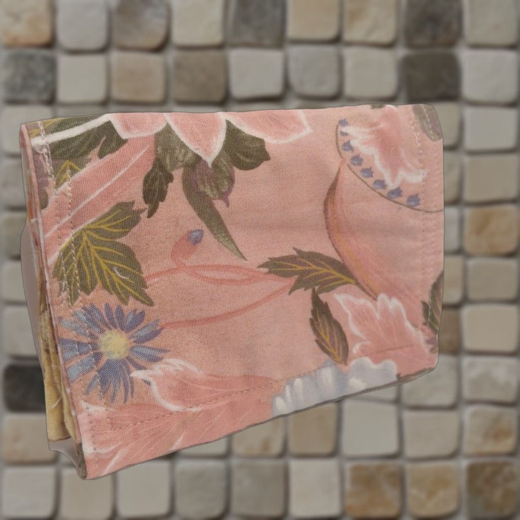 Pinko Handmade Wallet Pink Blue Floral Trifold Card Holder OOAK Boho Hippie Flowers Size ONE SIZE - 1 Thumbnail