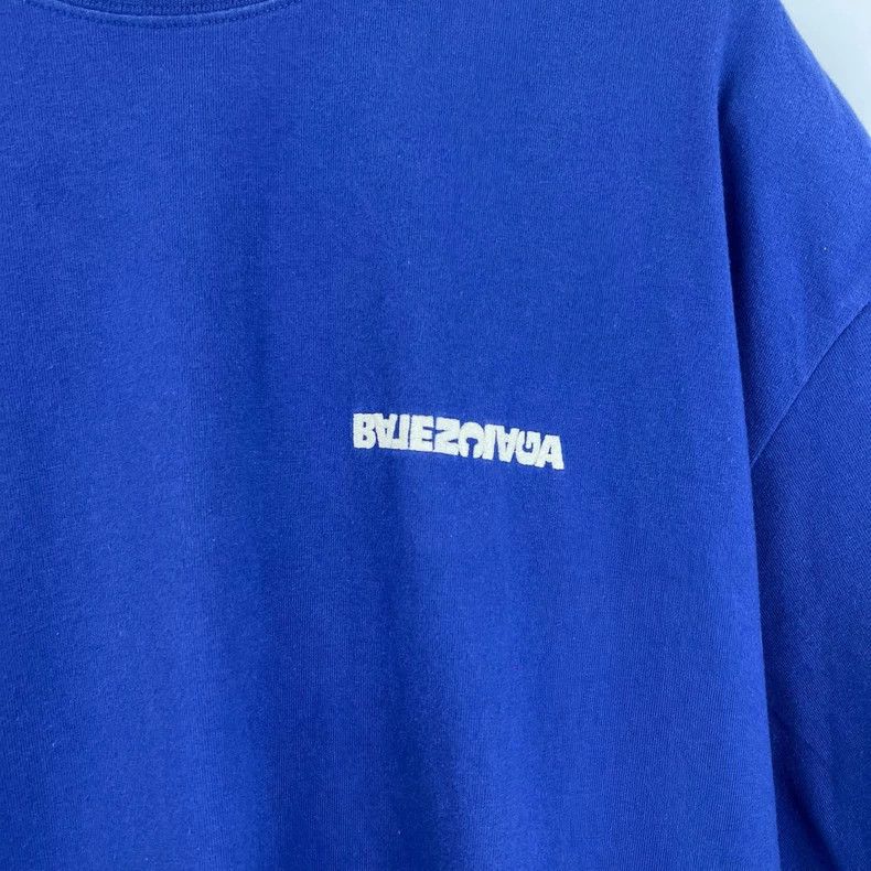 Balenciaga Balenciaga Blue reverse embroidered monogram logo short sl Size L / US 10 / IT 46 - 5 Thumbnail
