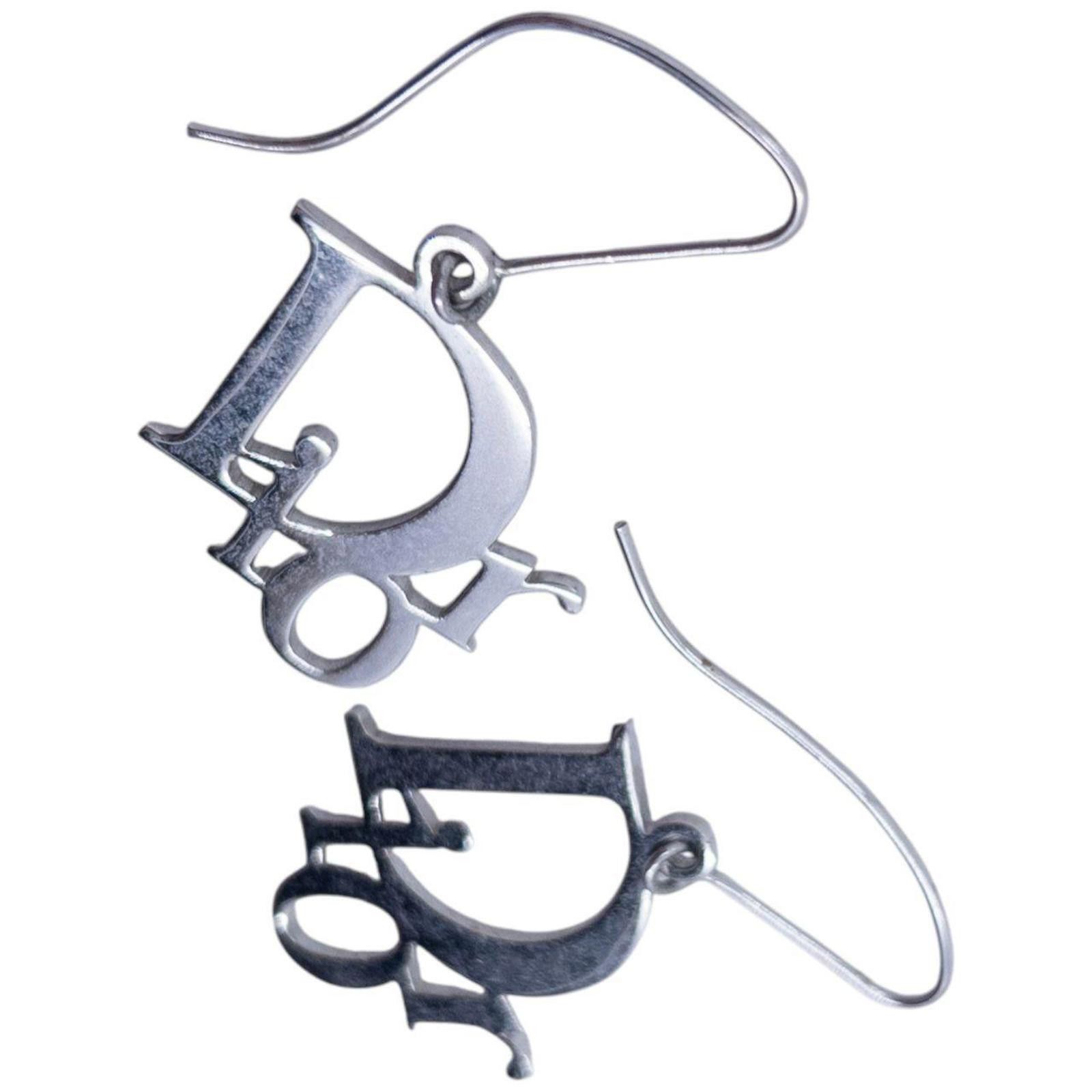 Dior Vintage 2000s Dior Silver Logo Earrings Size ONE SIZE - 6 Thumbnail