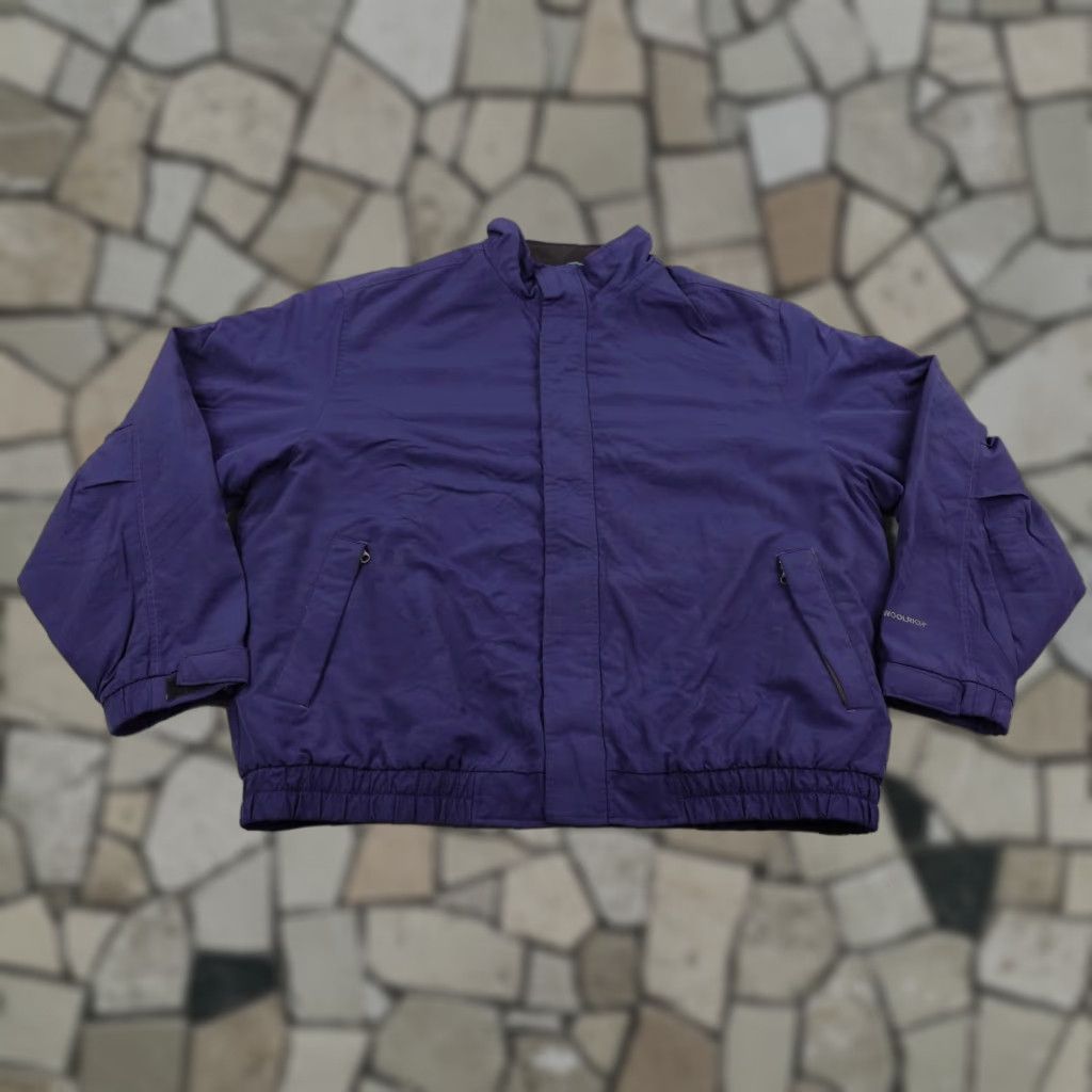 VINTAGE Woolrich Jacket Men 2XL Navy Blue Windbreaker Coat Full Zip Lined Pockets Zip Front
