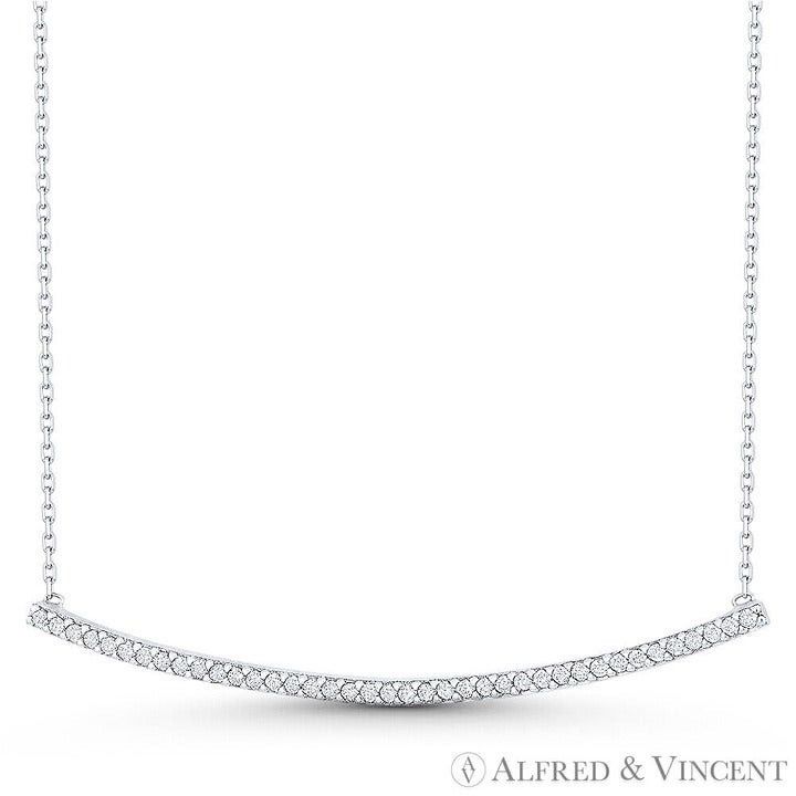 Other Curved Bar CZ Crystal Pave Pendant in .925 Sterling Silver Size ONE SIZE - 1 Preview