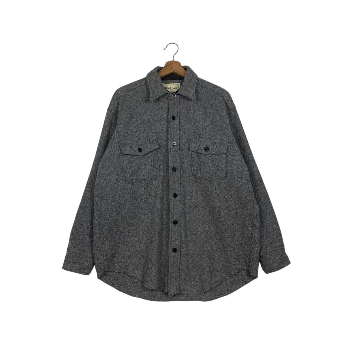 Flannel MELTON Made in Usa Outerwear Wool Gray Flannel #1813-C20 Size US L / EU 52-54 / 3 - 1 Thumbnail
