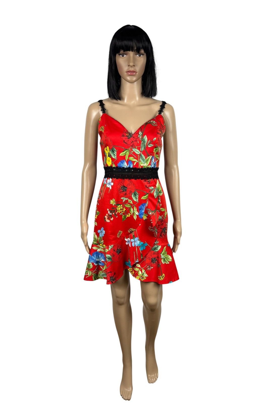 Alice + Olivia Alice + Olivia Kirby Lace-Trim Ruffled Floral Dress Cotton Size S / US 4 / IT 40 - 2 Thumbnail