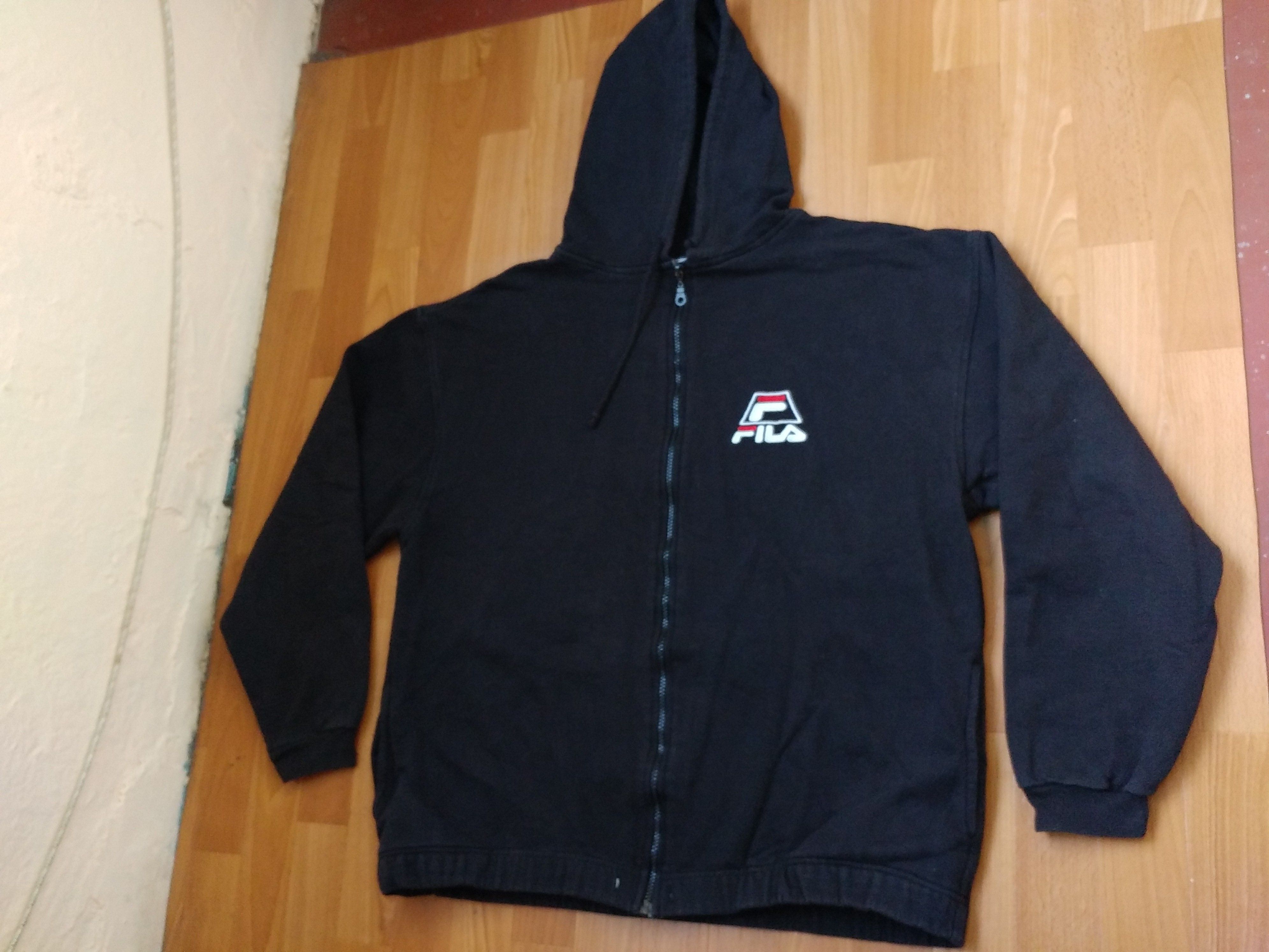 Fila × Vintage FILA hoodie, black vintage sweatshirt, 90s hip-hop 1990s XL Size US XL / EU 56 / 4 - 6 Thumbnail