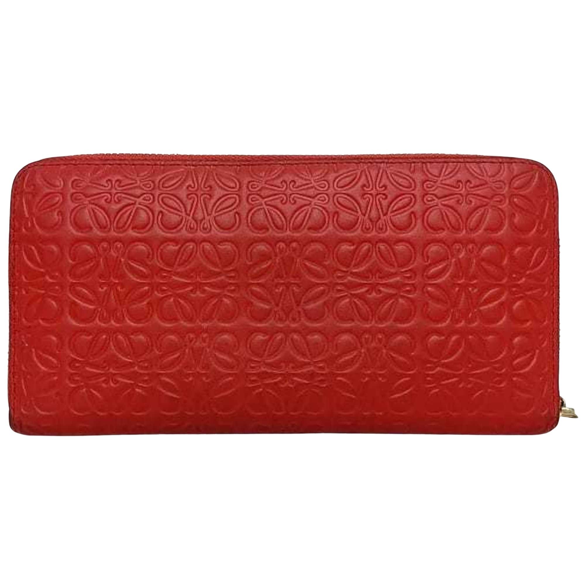 image of Loewe Repeat Zip Around Wallet Wallet in Red, Women's