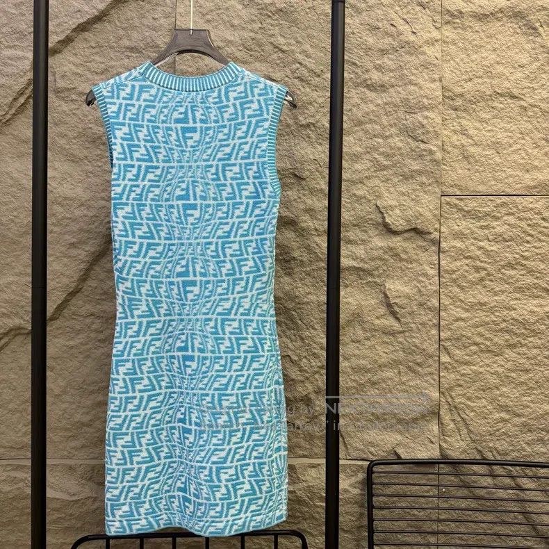 Fendi Fendi Slim Twist Double F Blue Knit Dress Size XS / US 0-2 / IT 36-38 - 2 Thumbnail