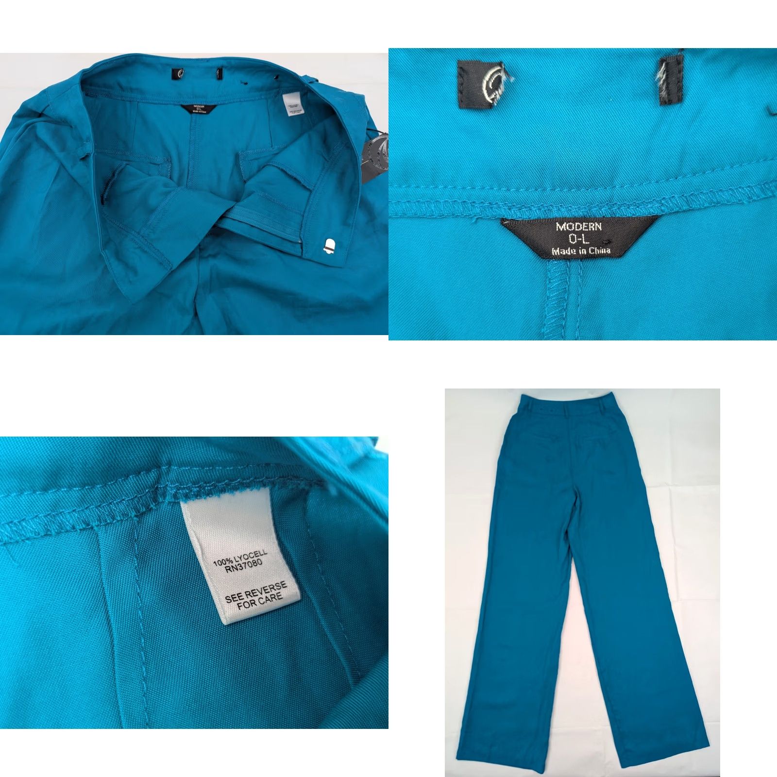 Vintage Versona Classic Fit Lyocell Wide-Leg Pants Women 0 Long Teal Blue Size 25" / US 0 / IT 36 - 8 Thumbnail