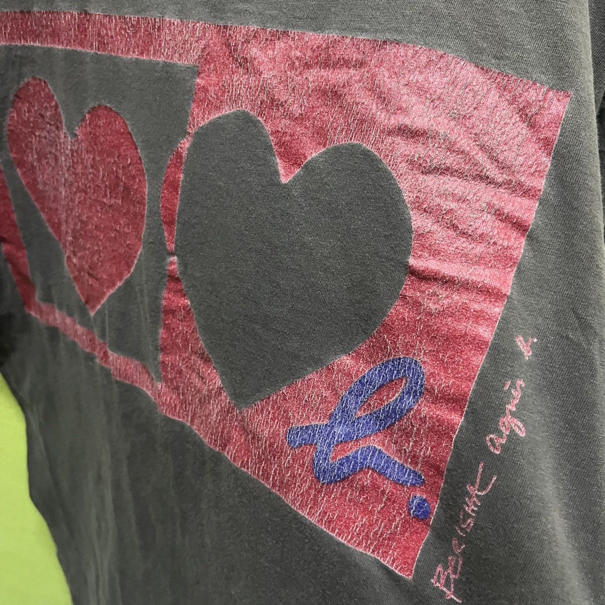 agnes b. Rare Distressed Vintage80s/90s Agnes B. Love Graphic Tees Size US XS / EU 42 / 0 - 6 Thumbnail