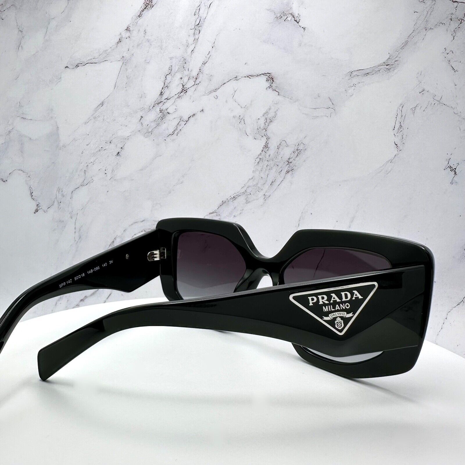 Prada Prada Sunglasses Black Square Oversized Triangle Logo Italy Size ONE SIZE - 6 Thumbnail