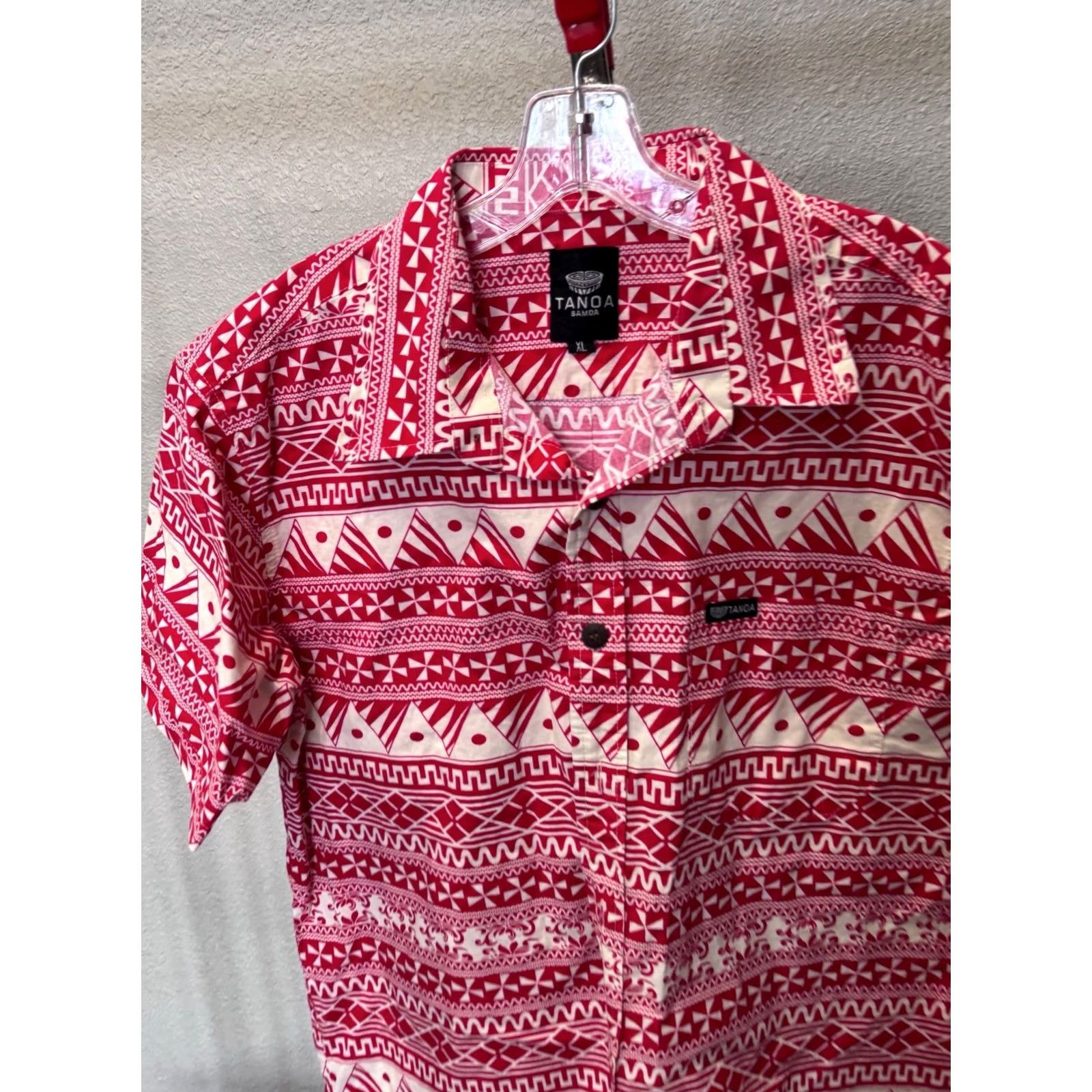 Vintage Tanaoa Samoa Bold Red Tribal BUTTON UP SHIRT XL Size US XL / EU 56 / 4 - 4 Thumbnail
