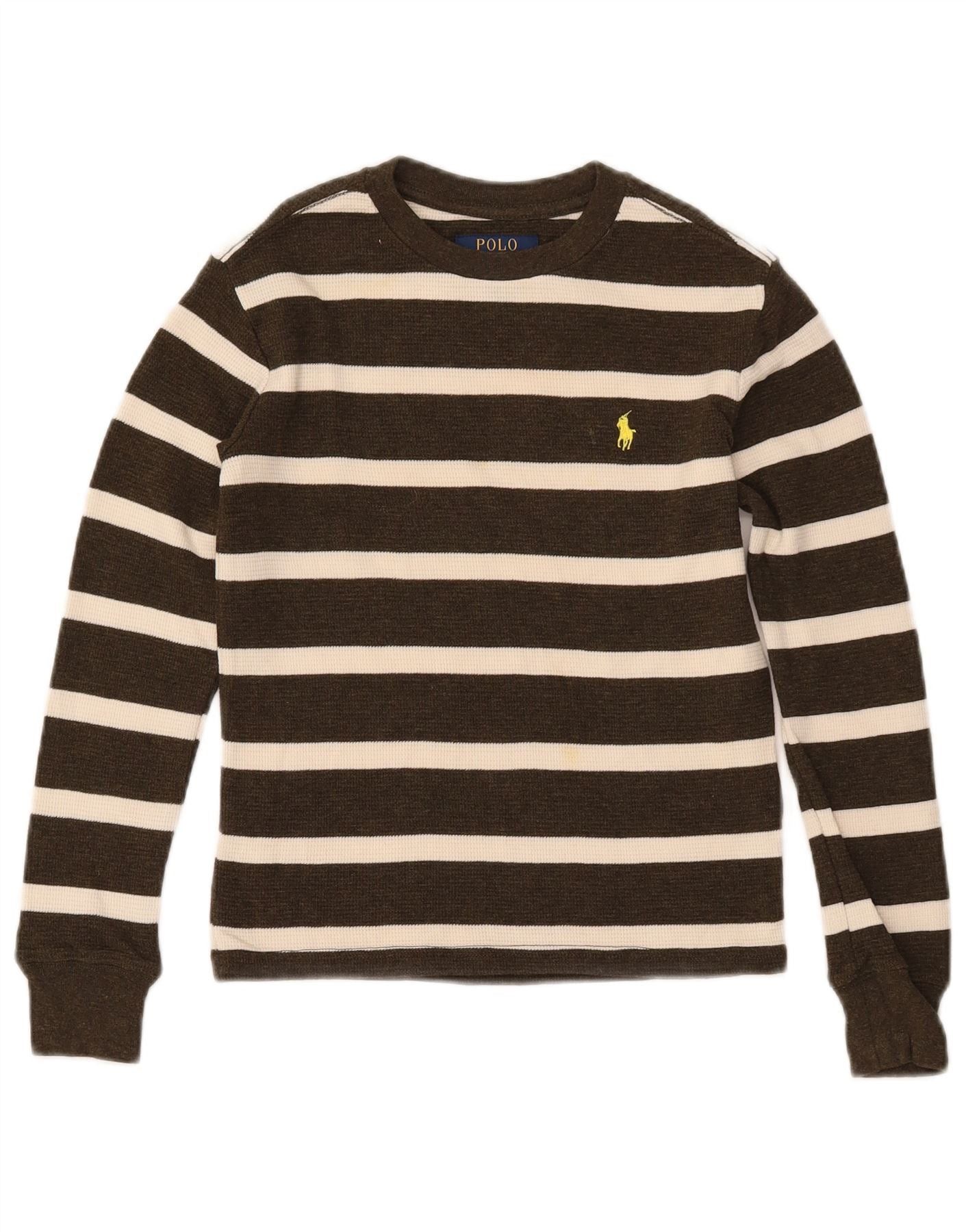 Polo Ralph Lauren Boys Boat Neck Jumper Sweater 7-8 Years Small Khaki Size ONE SIZE - 1 Thumbnail