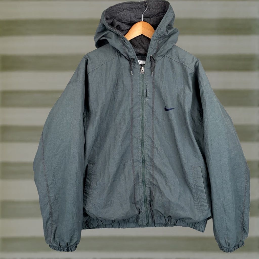 Nike VINTAGE Nike Jacket Mens XL Green Zip Full Zip Lined Bomber Swoosh 90s Retro - Puffer, All Seasons Size US XL / EU 56 / 4 - 1 Thumbnail