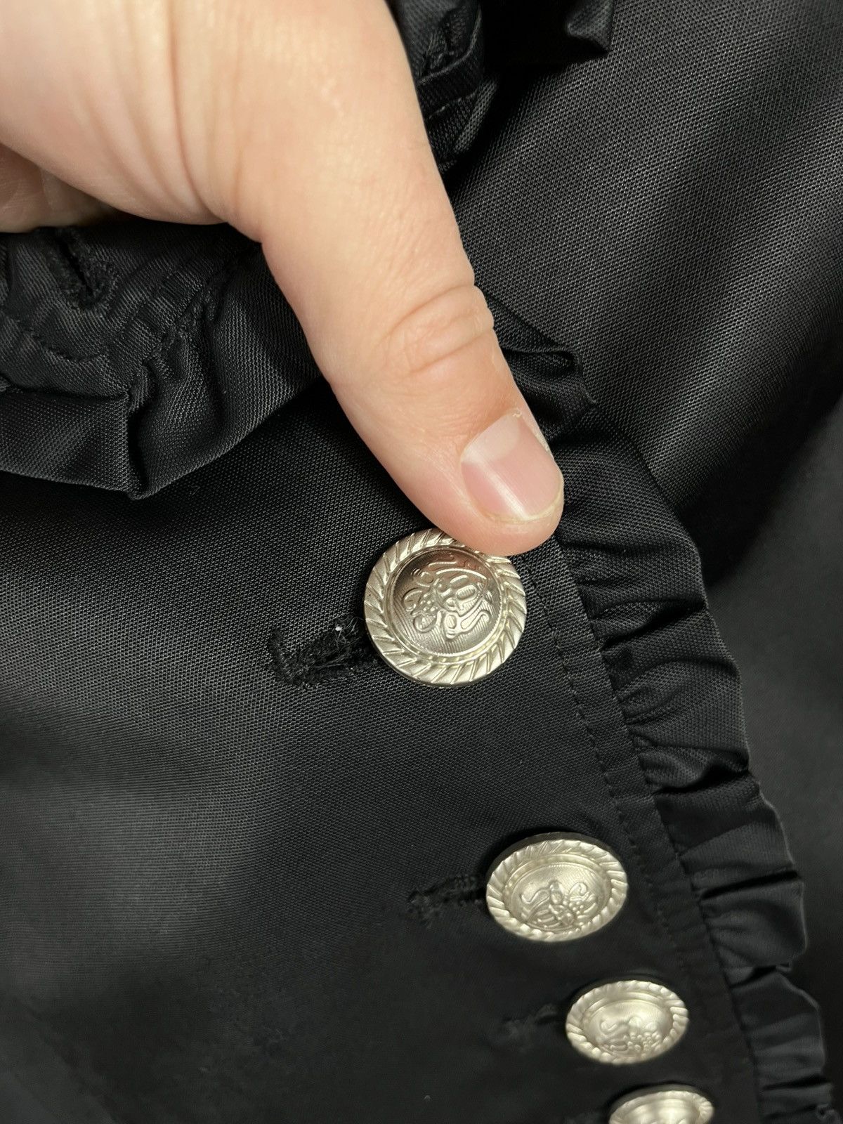 Dolce & Gabbana Dolce Gabbana D&G Black Ruffle Button Long Coat Jacket Women Size S / US 4 / IT 40 - 7 Thumbnail