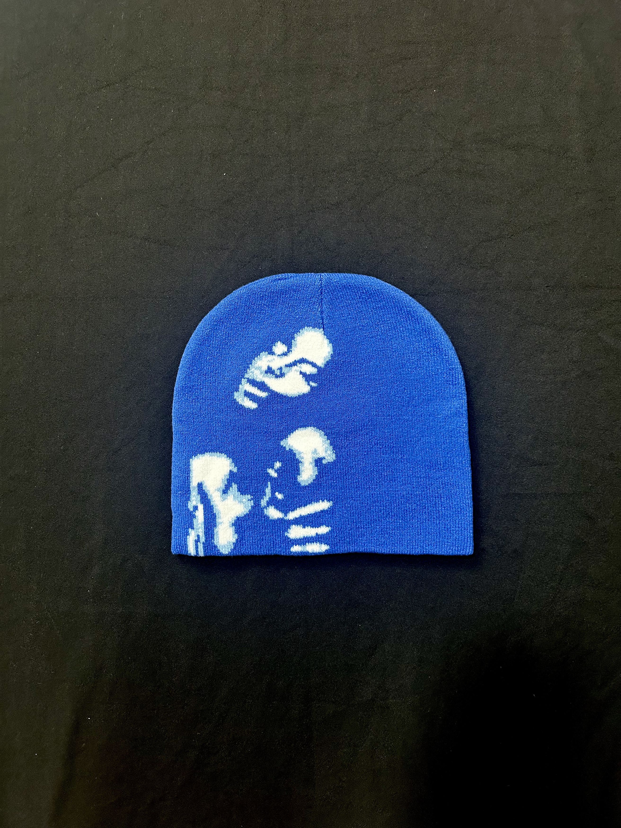 Japanese Brand Rare Woman Sensual Graphic No Cuff Beanie Skully Hat Blue OS Size ONE SIZE - 1 Thumbnail