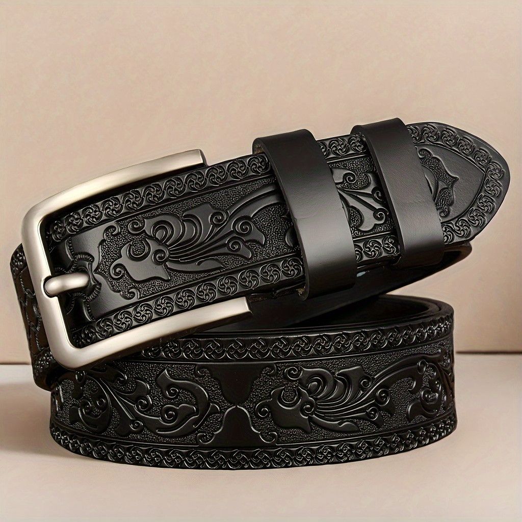 Vintage Genuine Leather Men's Belt with Alloy Buckle Size ONE SIZE - 1 Thumbnail