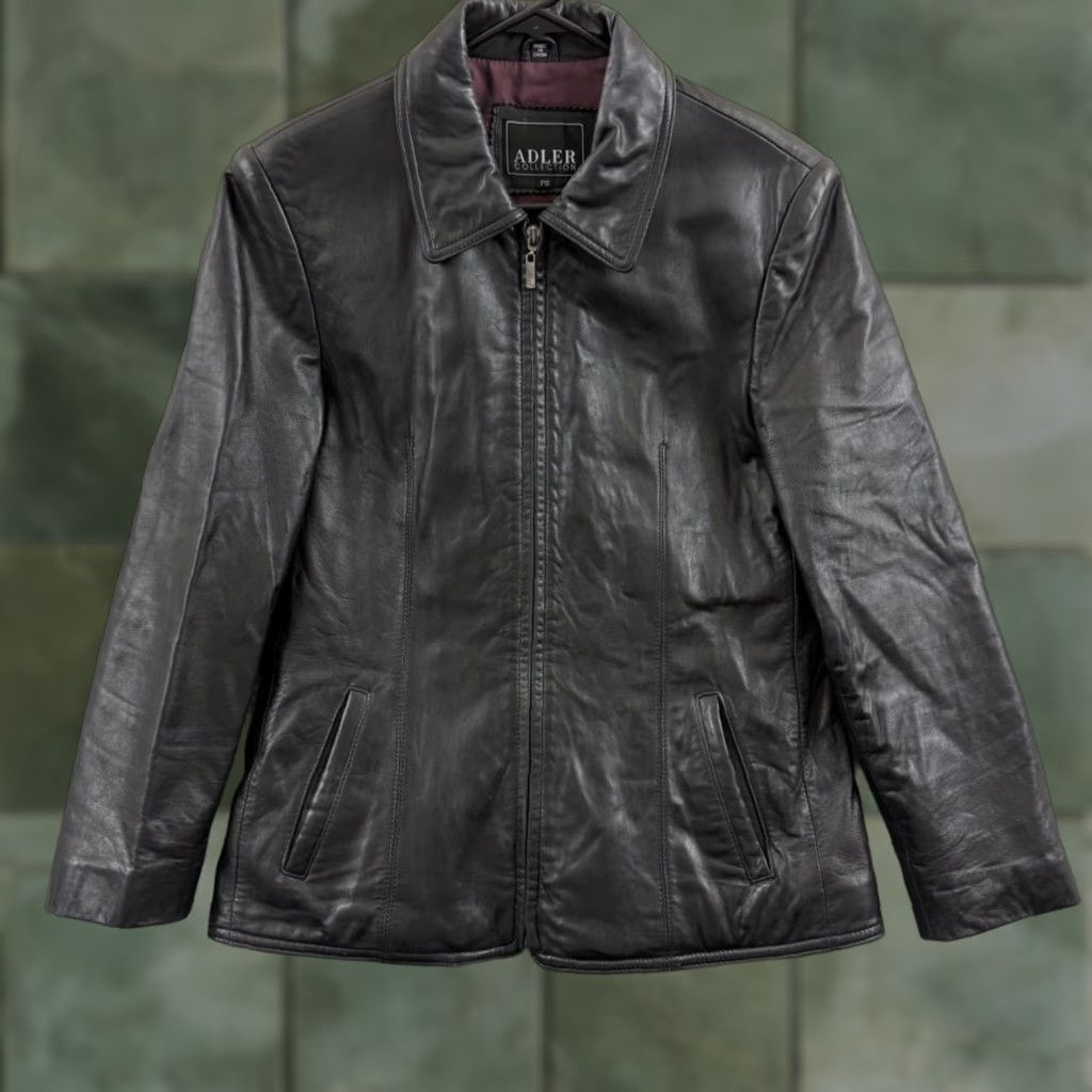 Skin VINTAGE Adler Collection Women's Small Petite Black Lamb Skin Leather Moto Biker Jacket Size S / US 4 / IT 40 - 1 Thumbnail