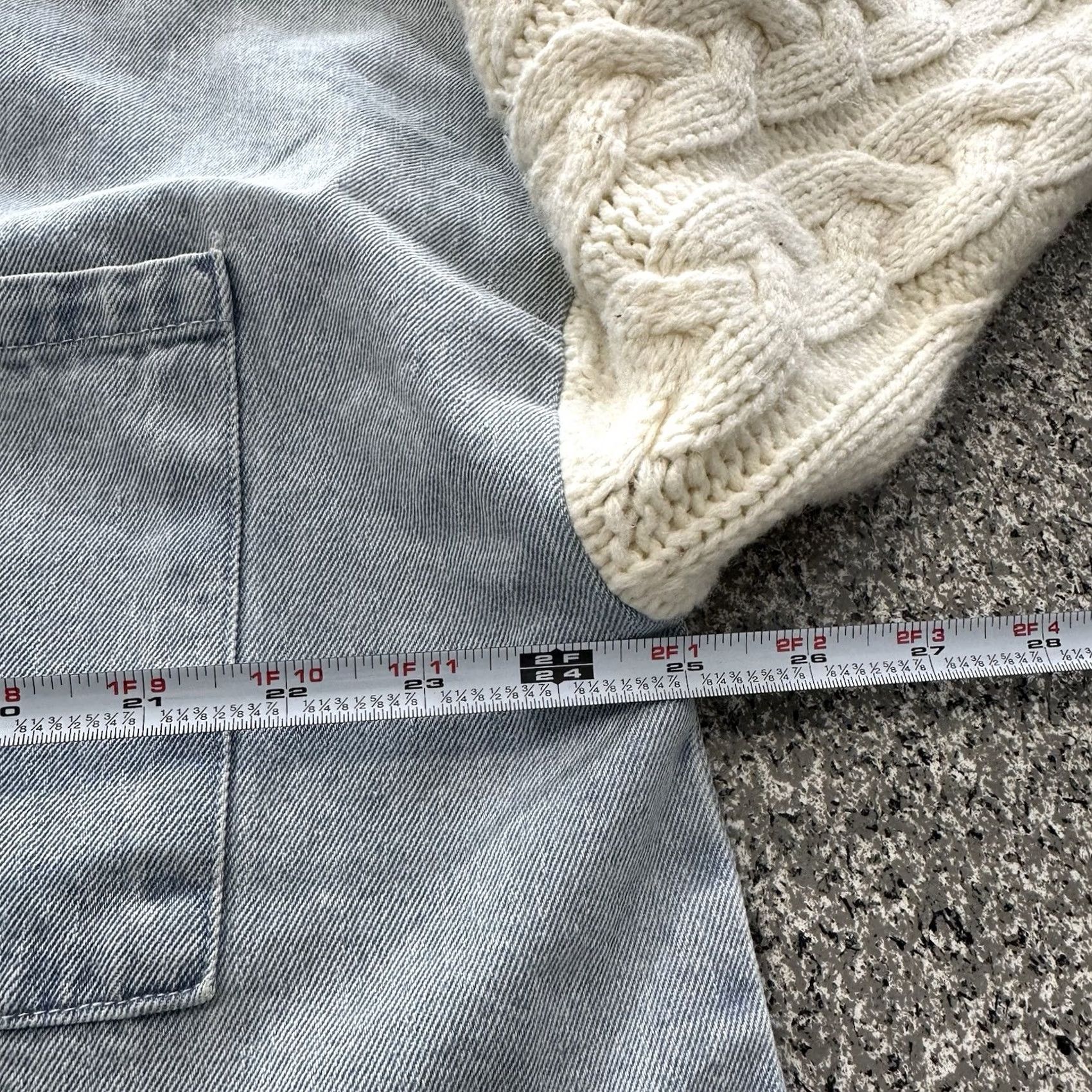 Vintage Blu Pepper Blue Shirt Jacket Women's M Denim Cable Knit Button-Up Pockets Long Sleeve 1 Size M / US 6-8 / IT 42-44 - 3 Thumbnail