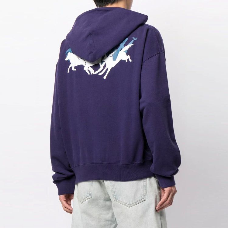 Off-White Blue Running Wolves Logo Oversized Hoodie Size US M / EU 48-50 / 2 - 2 Thumbnail
