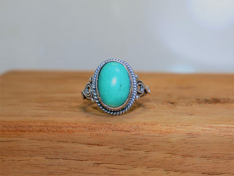 Handmade Turquoise Ring, Handmade 925 Sterling Silver Promise Jewelry Size ONE SIZE - 1 Thumbnail