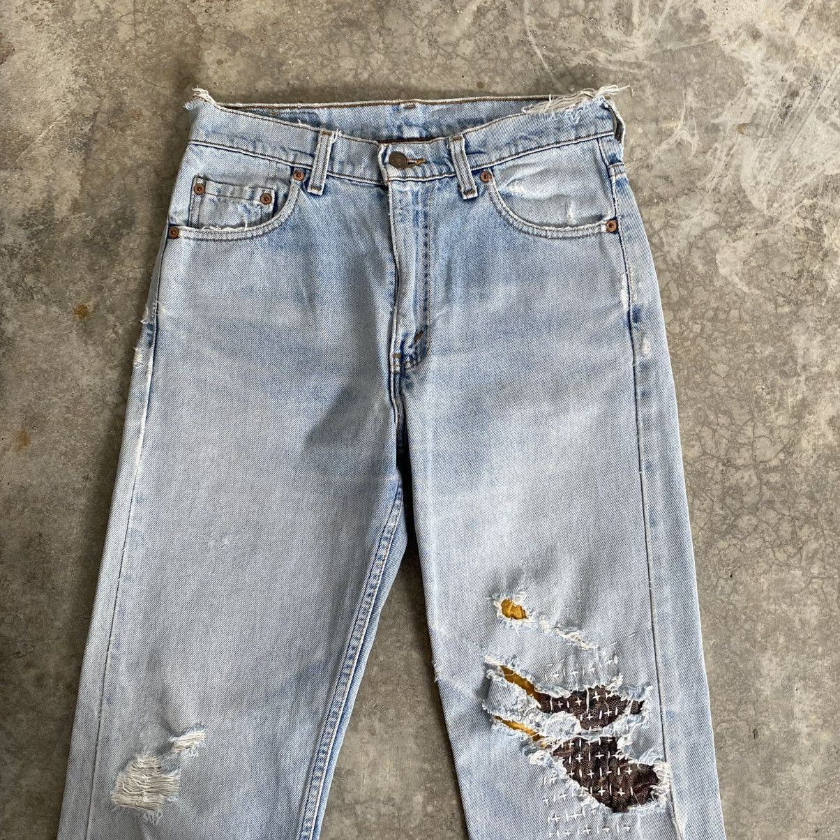 Levi's Vintage 90’s Levis 505 Sashiko Boro Light Blue Remark Jeans Size US 29 - 3 Thumbnail