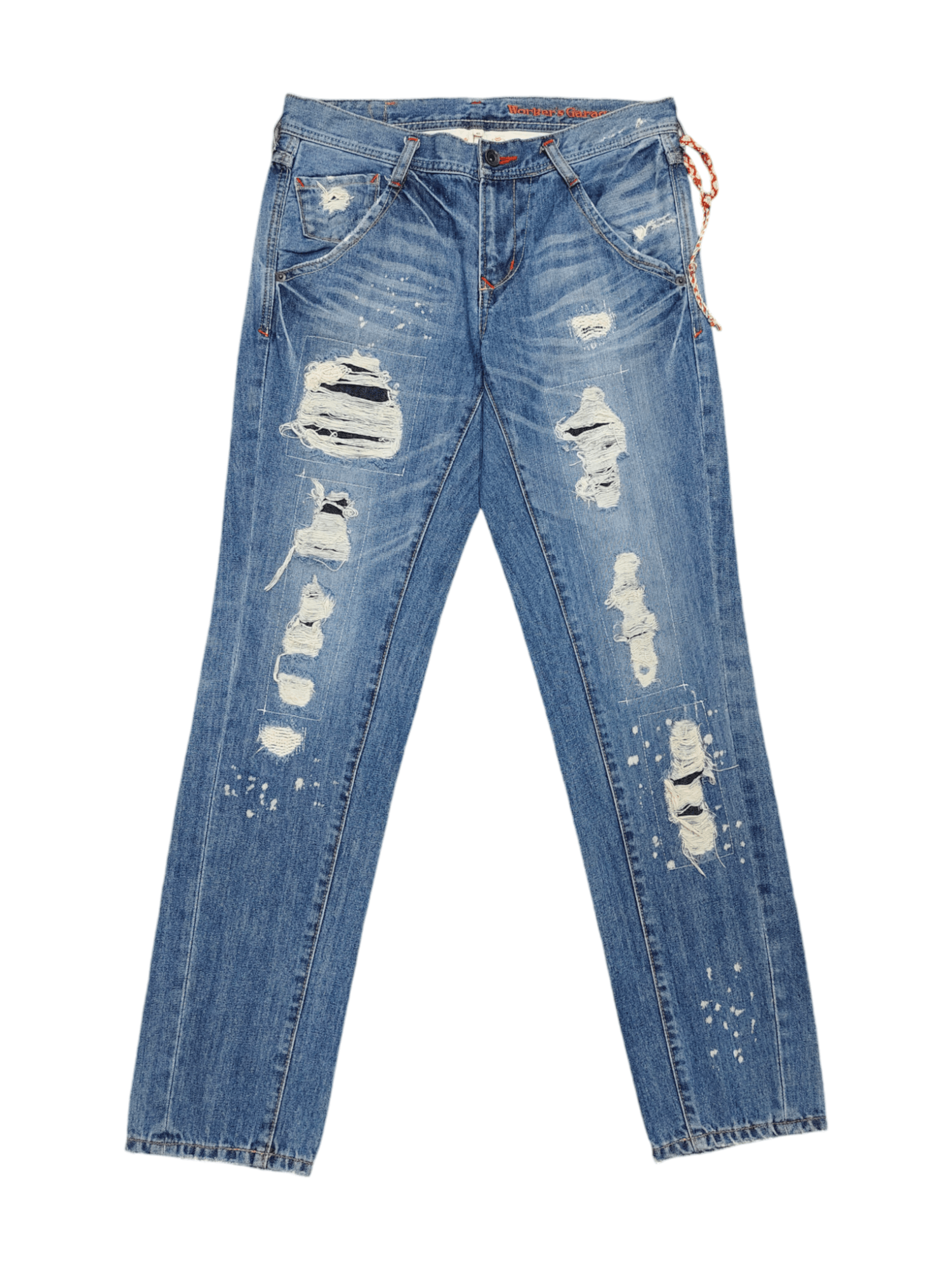 Japanese Brand 🔥Worker's Garage 🇯🇵 Pacthwork Ripped Jeans Size 30" / US 8 / IT 44 - 1 Thumbnail