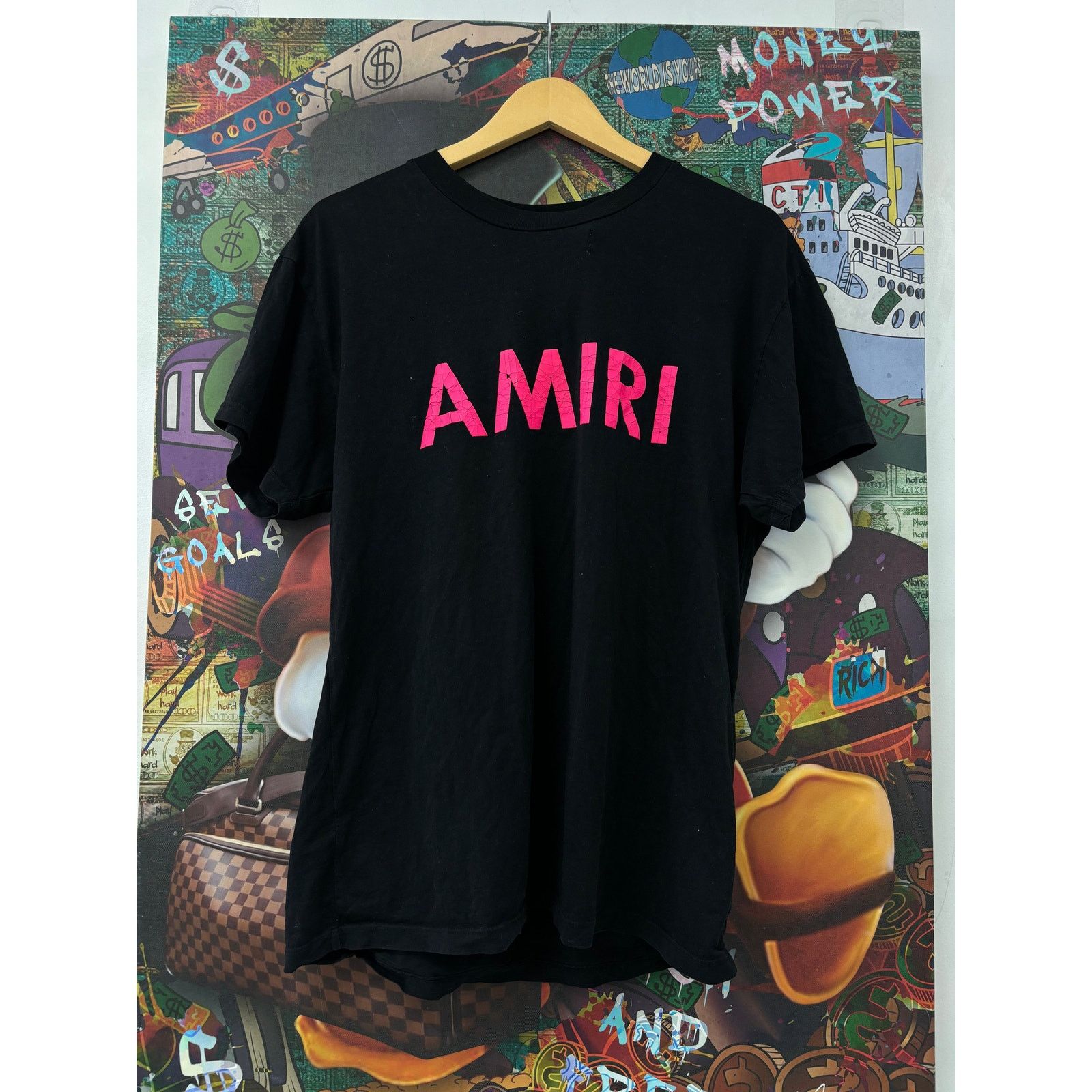 Amiri Amiri Pink Crackle Core Tee Black Used Small Size US S / EU 44-46 / 1 - 1 Thumbnail